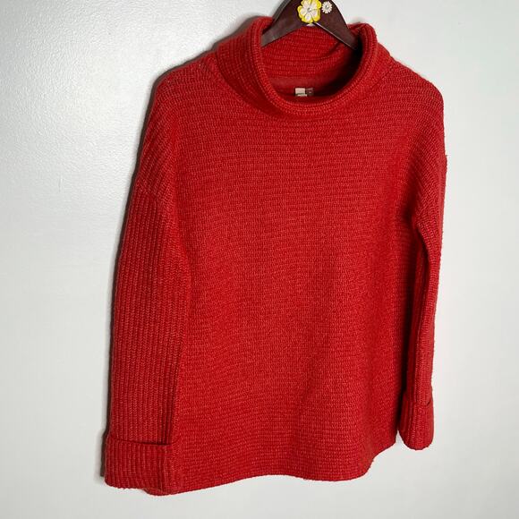 Anthropologie Pilcro Cowl Neck Sweater Womens XS Red Oversized Cuffed Sleeve - Picture 3 of 11